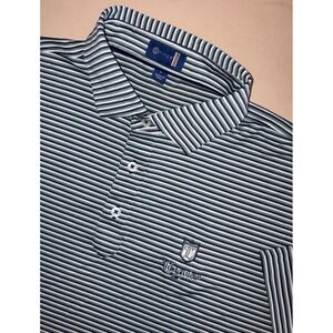 Stitch Golf Club Performance Polo Shirt Blue Green Stripes Mens Large